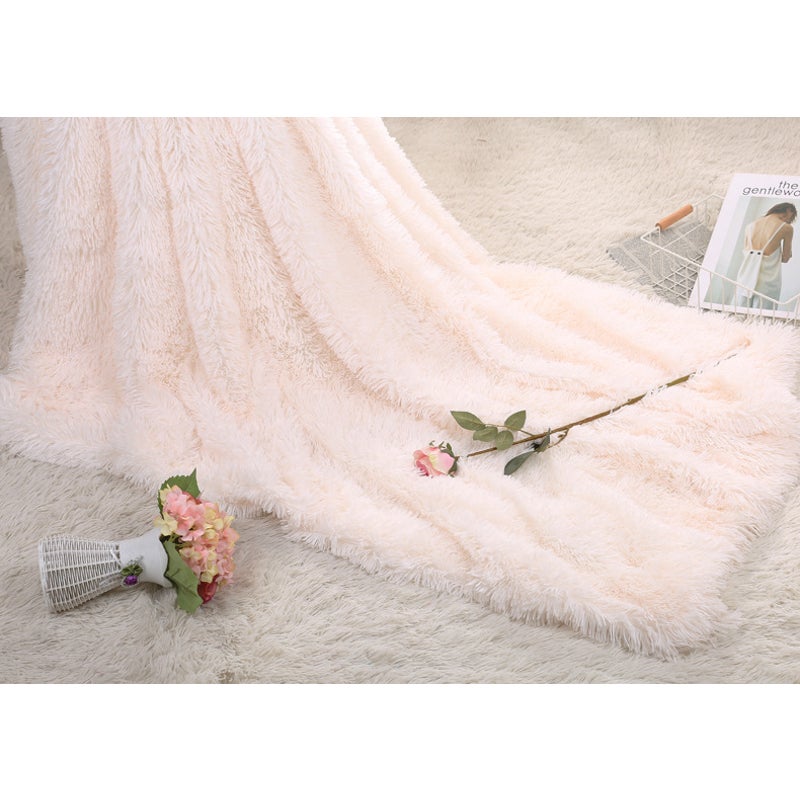 160X200cm Super Soft Long Coral Fleece Flurry Throw Blanket