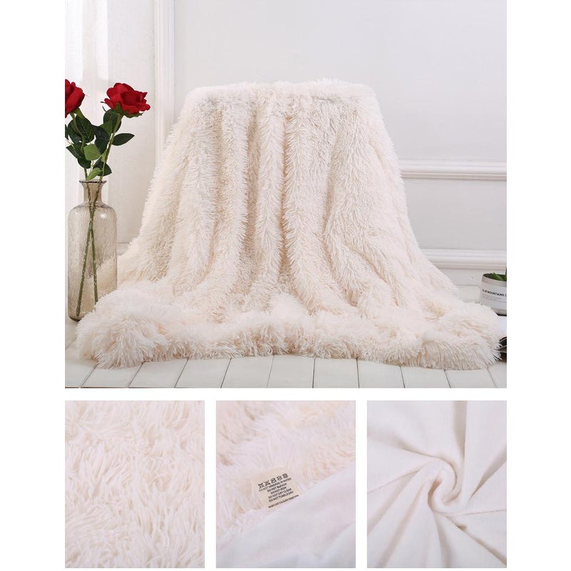 160X200cm Super Soft Long Coral Fleece Flurry Throw Blanket