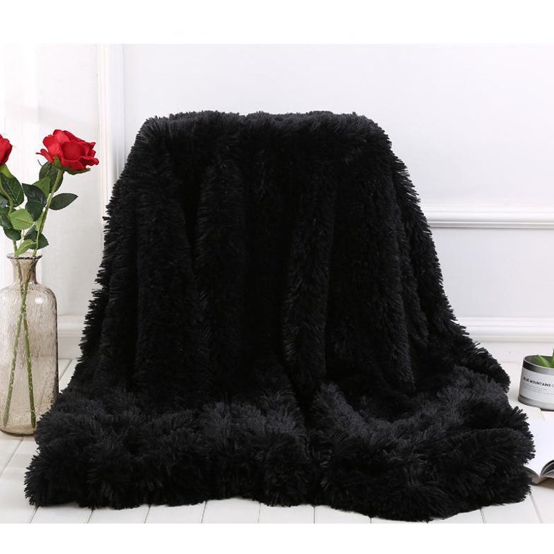 160X200cm Super Soft Long Coral Fleece Flurry Throw Blanket