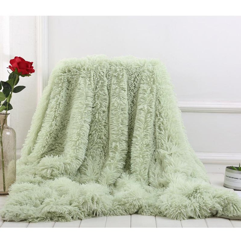 160X200cm Super Soft Long Coral Fleece Flurry Throw Blanket