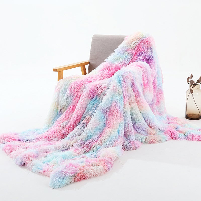 160X200cm Super Soft Long Coral Fleece Flurry Throw Blanket