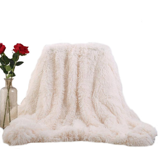 160X200cm Super Soft Long Coral Fleece Flurry Throw Blanket