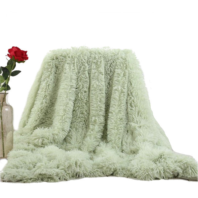 160X200cm Super Soft Long Coral Fleece Flurry Throw Blanket