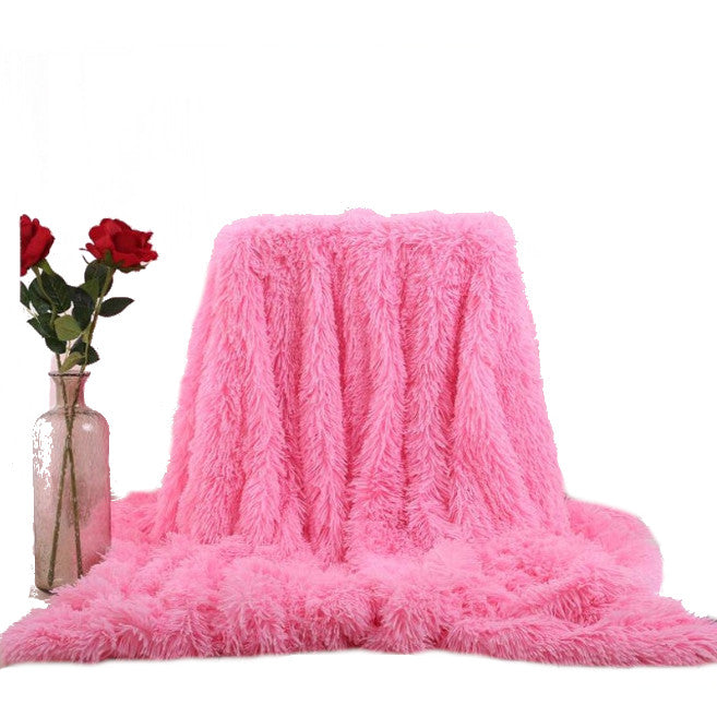 160X200cm Super Soft Long Coral Fleece Flurry Throw Blanket
