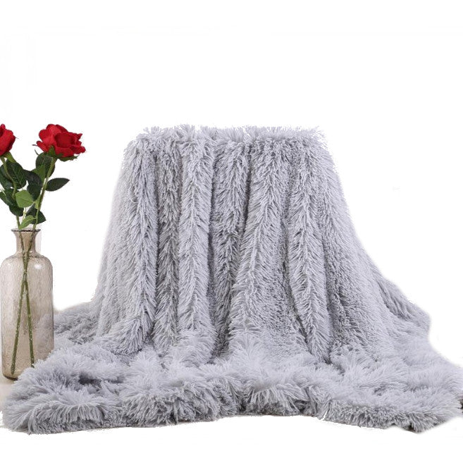 160X200cm Super Soft Long Coral Fleece Flurry Throw Blanket