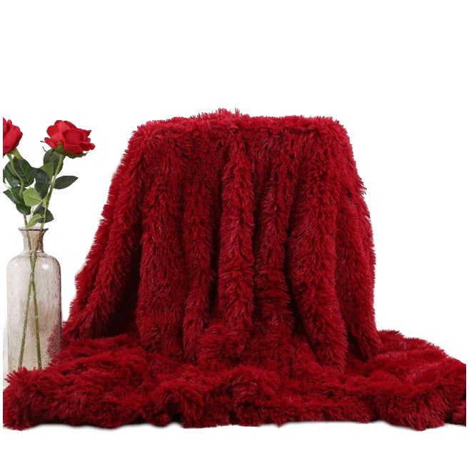 160X200cm Super Soft Long Coral Fleece Flurry Throw Blanket