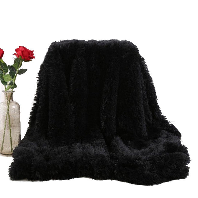 160X200cm Super Soft Long Coral Fleece Flurry Throw Blanket