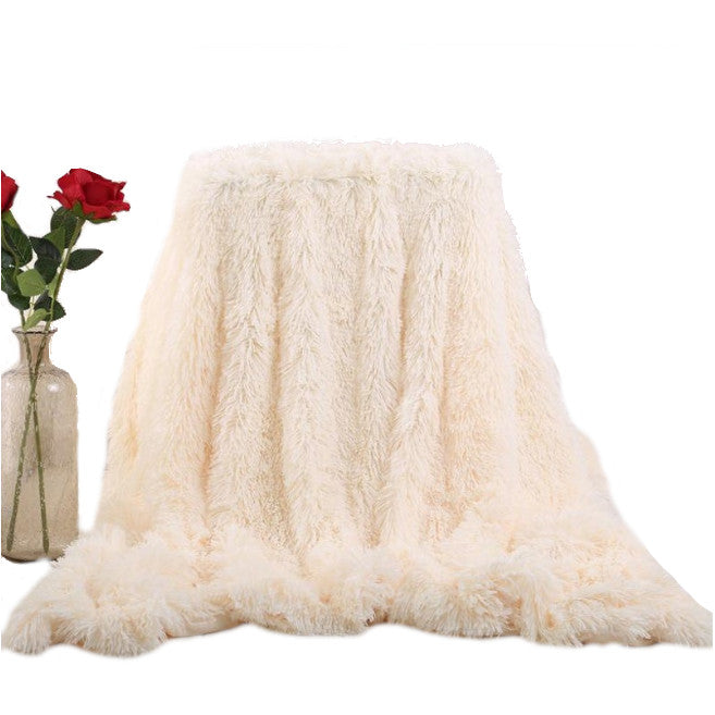 160X200cm Super Soft Long Coral Fleece Flurry Throw Blanket