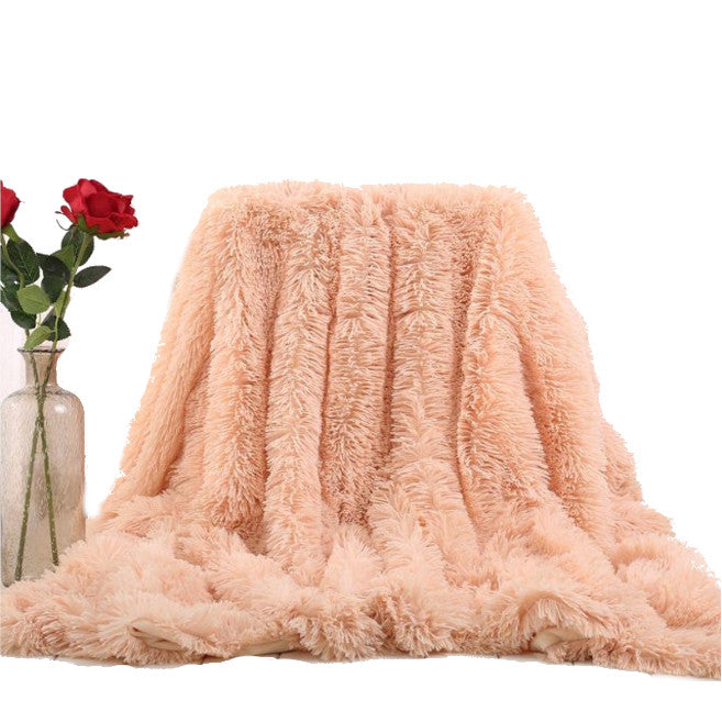 160X200cm Super Soft Long Coral Fleece Flurry Throw Blanket