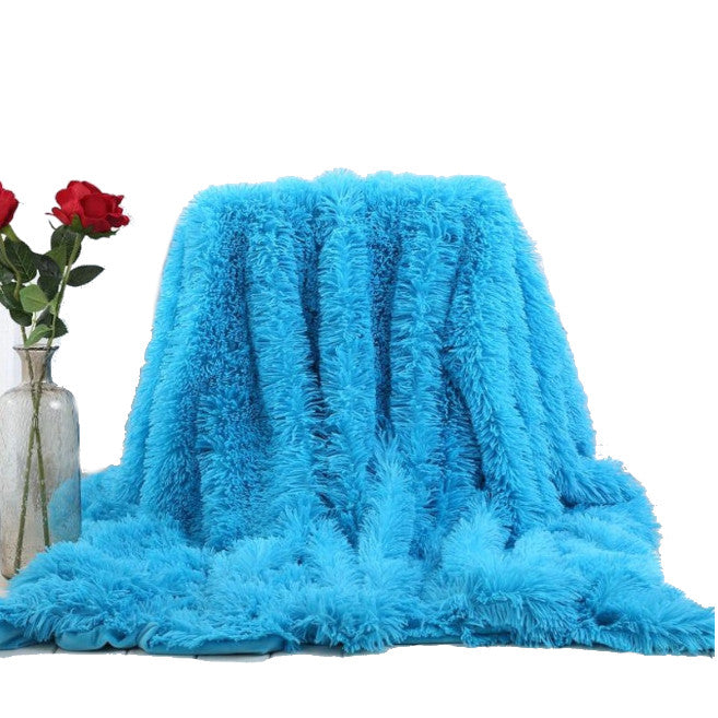 160X200cm Super Soft Long Coral Fleece Flurry Throw Blanket