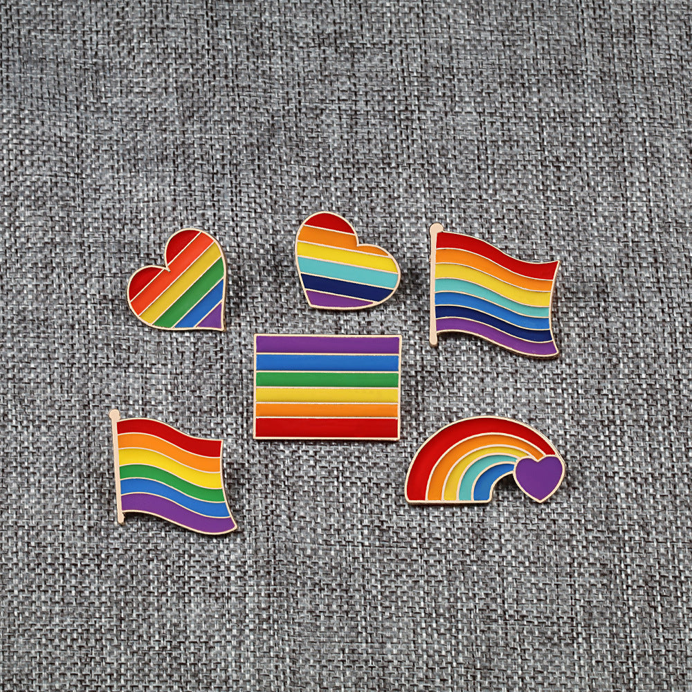Six Colour Rainbow Corsage Metal Badge Brooch Pin Coat Accessories Jewelry Female