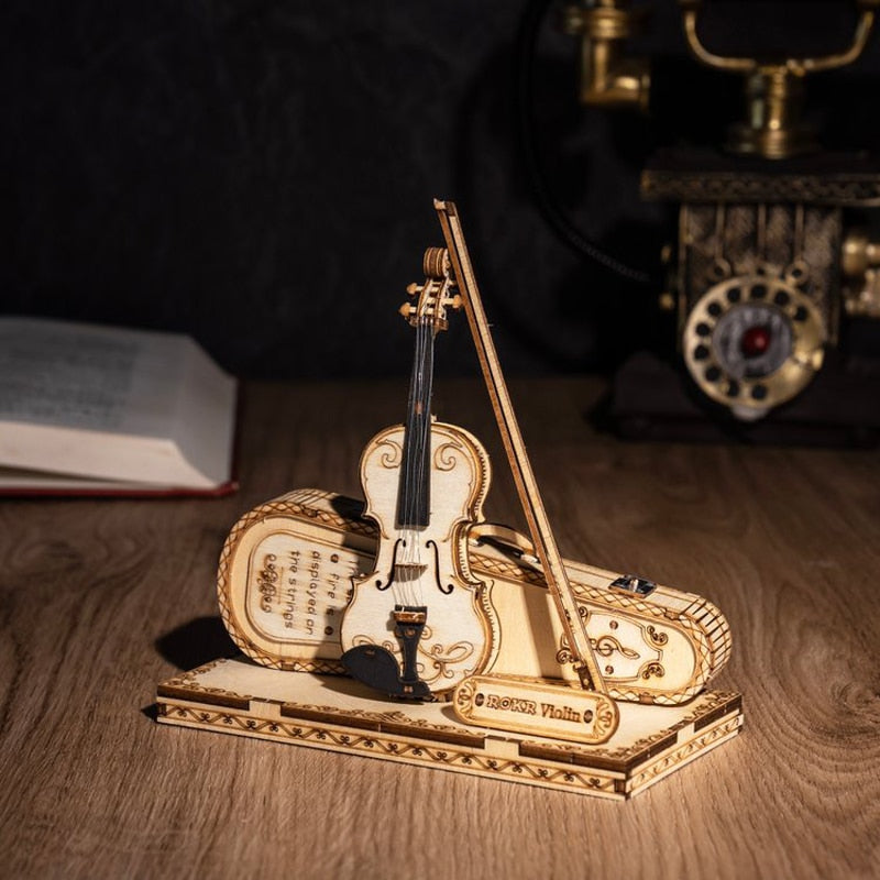 Robotime Rokr Violin Capriccio Model 3D Wooden Puzzle Easy Assembly Kits Musical Diy Gifts For Boys&Girls Building Block
