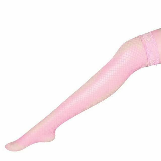 Thigh High Lace Top Fishnet Stockings Sexy Lingerie Erotic Hosiery