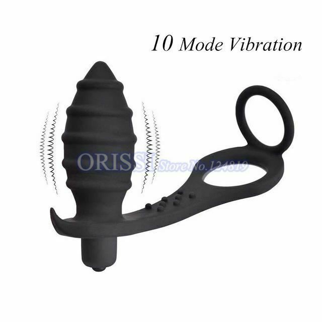 Anal Vibrator Cock Ring Testicle Male Prostate Massager