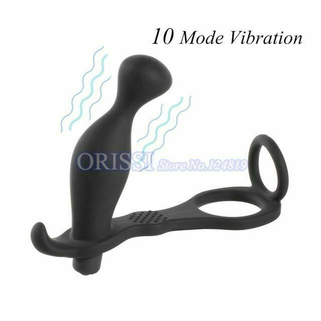 Anal Vibrator Cock Ring Testicle Male Prostate Massager