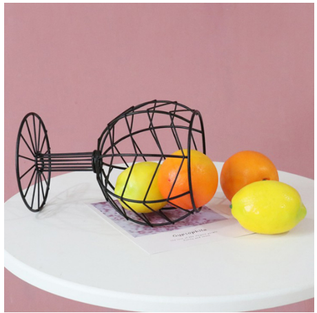 Wine Glass Shape Iron Fruit Bowl Basket Kitchen Decor