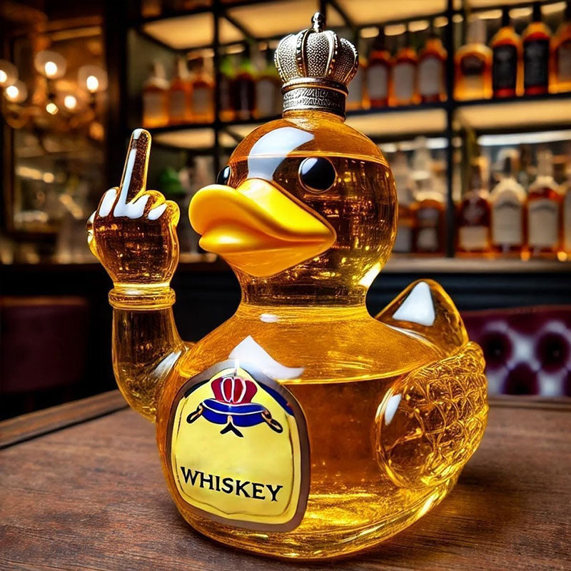 10 Oz Middle Finger Duck Bottle Funny Whiskey Decanter. Great Prank Decoration For Bar Office Or Home
