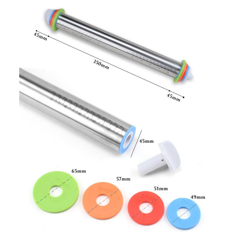 17 Inch Stainless Steel Thickness Rolling Pin With Baking Mat