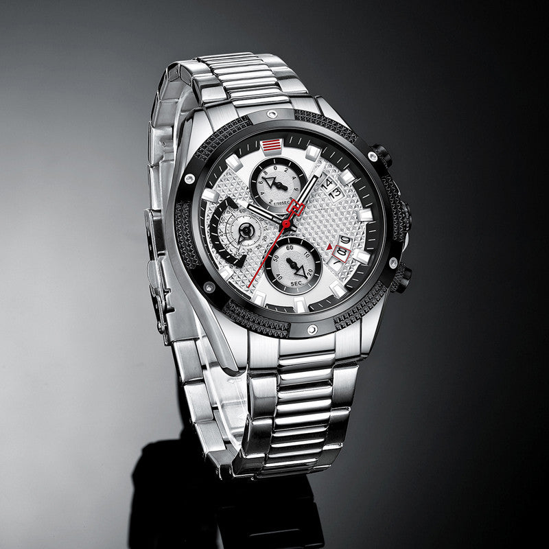 Veile Studios Mens Fashion Sports Waterproof Multifunctional Large Dial Quartz Watch Stylish