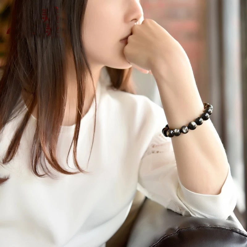 Veile Studios Gold Obsidian Stone Bracelet