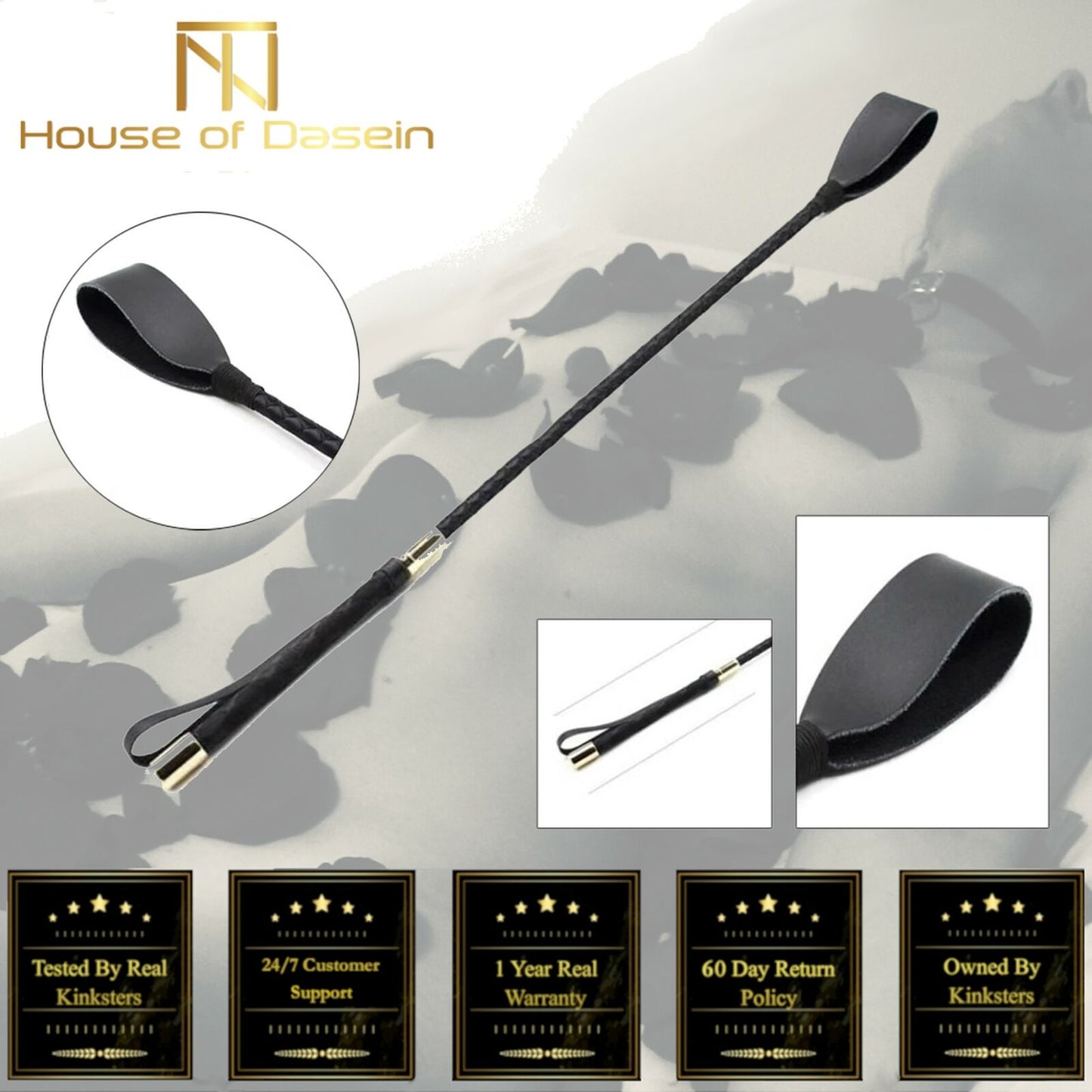 Black Flat Bdsm Impact Play Spanking Crop Toys Bondage Restraints
