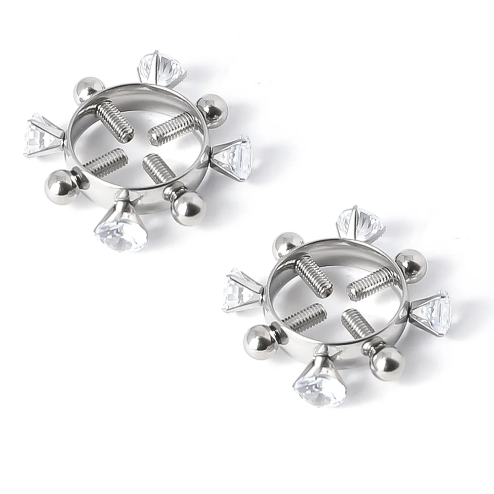 Bdsm 2Pcs Nipple Clamps Stainless Steel Crystal Ring Breast Clips Stimulator Erotic Sm Toys For Women 5 Colors Choose
