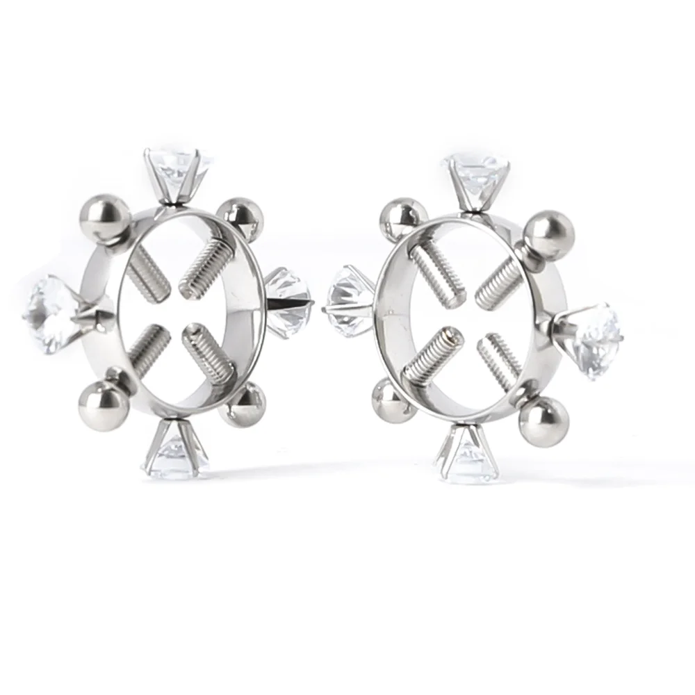 Bdsm 2Pcs Nipple Clamps Stainless Steel Crystal Ring Breast Clips Stimulator Erotic Sm Toys For Women 5 Colors Choose