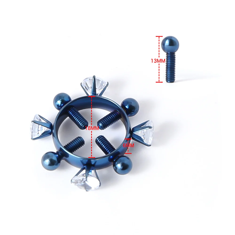 Bdsm 2Pcs Nipple Clamps Stainless Steel Crystal Ring Breast Clips Stimulator Erotic Sm Toys For Women 5 Colors Choose