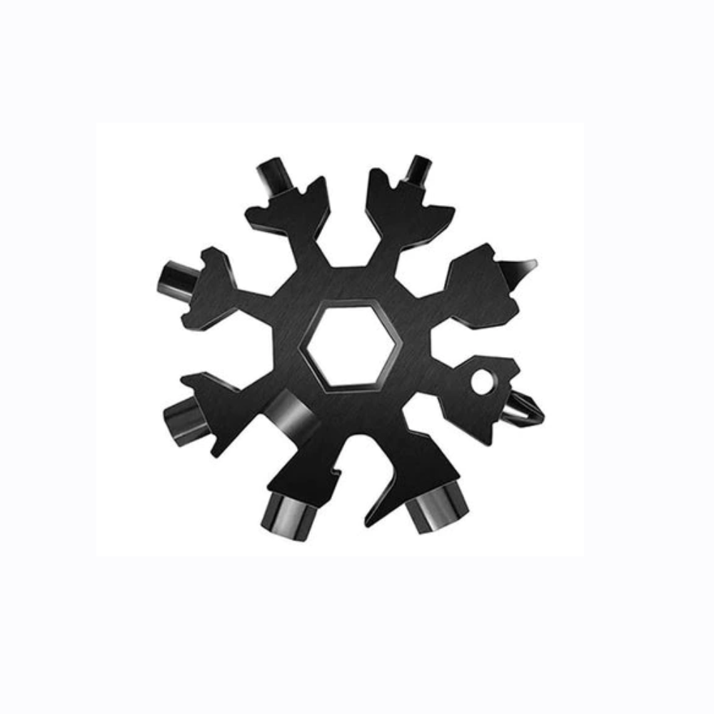 2Pcs 8-In-1 Stainless Steel Snowflakes Multi-Tool Camp Survival Hiking Key Ring