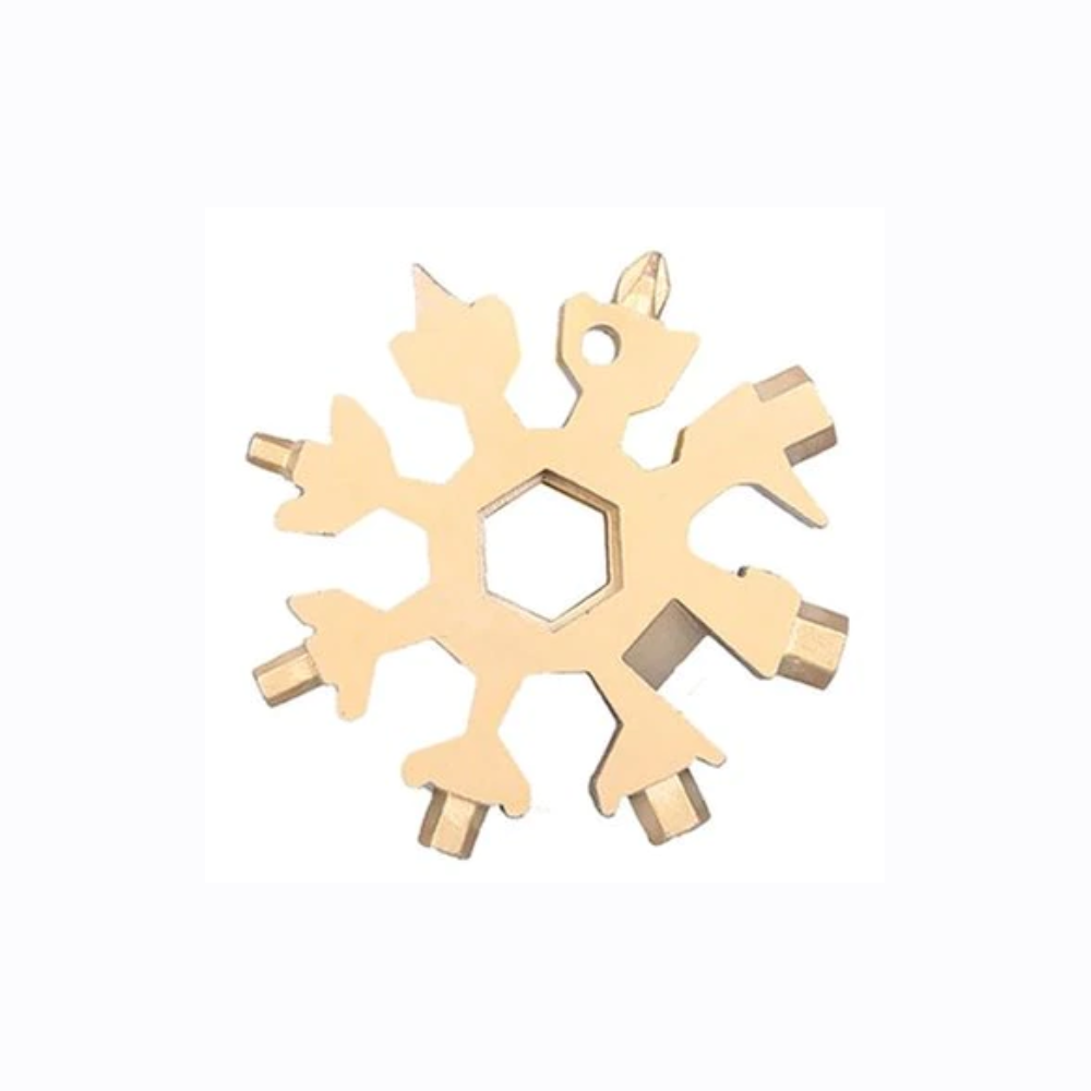 2Pcs 8-In-1 Stainless Steel Snowflakes Multi-Tool Camp Survival Hiking Key Ring