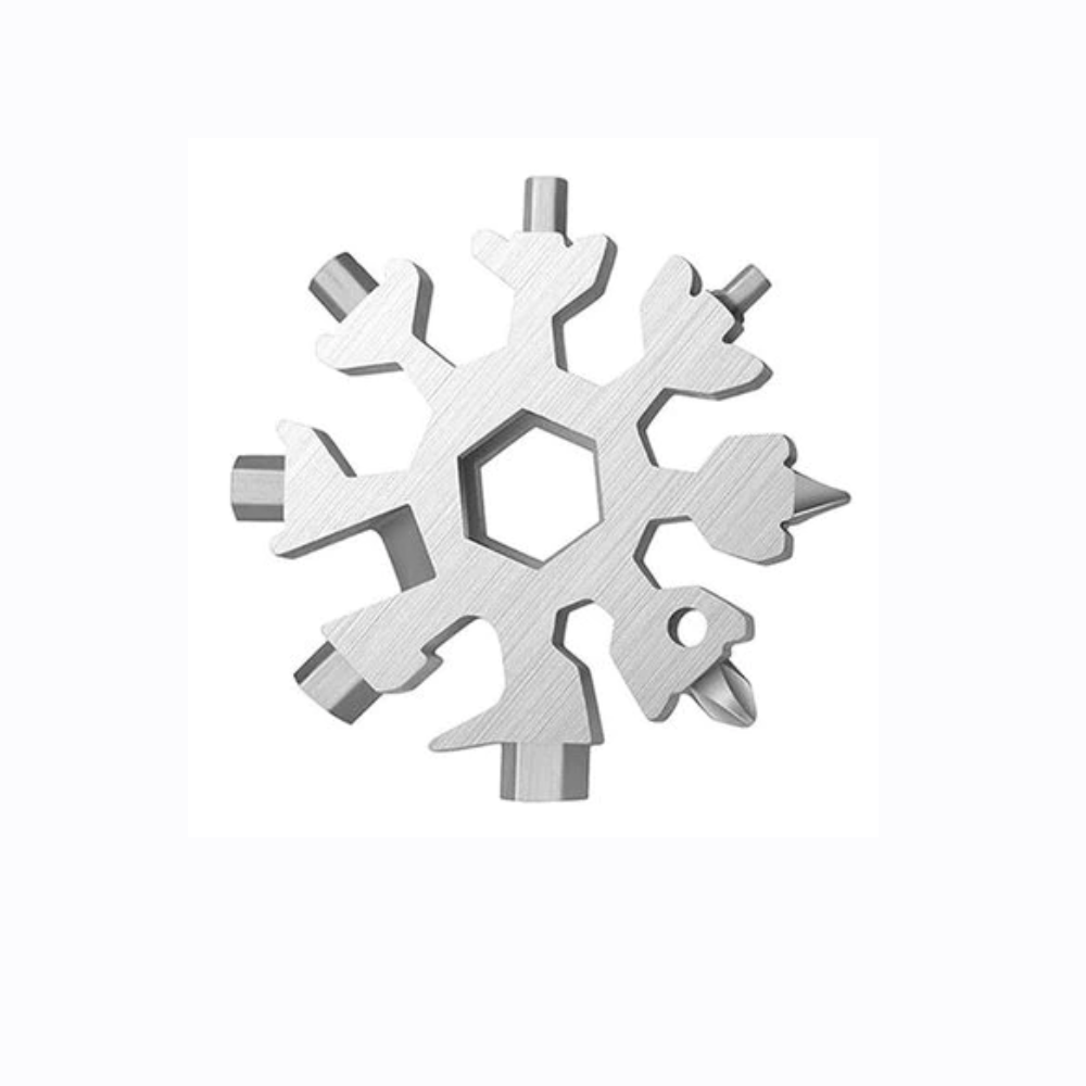 2Pcs 8-In-1 Stainless Steel Snowflakes Multi-Tool Camp Survival Hiking Key Ring