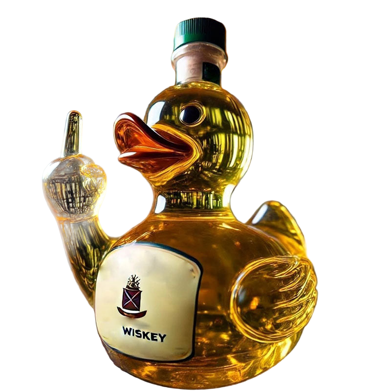 10 Oz Middle Finger Duck Bottle Funny Whiskey Decanter. Great Prank Decoration For Bar Office Or Home