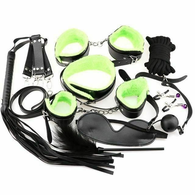 Bondage Starter Kit 10 Pieces Gag Flogger Restraints Blindfold Cuffs Collar