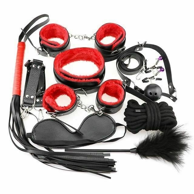 Bondage Starter Kit 10 Pieces Gag Flogger Restraints Blindfold Cuffs Collar