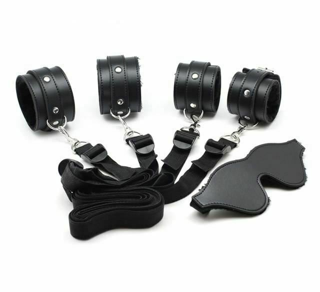 Bdsm Beginner Under Bed Restraints Kit Wrist Ankle Cuffs Blindfold