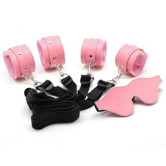 Bdsm Beginner Under Bed Restraints Kit Wrist Ankle Cuffs Blindfold