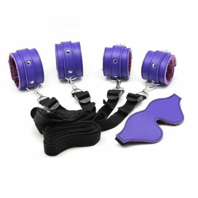 Bdsm Beginner Under Bed Restraints Kit Wrist Ankle Cuffs Blindfold