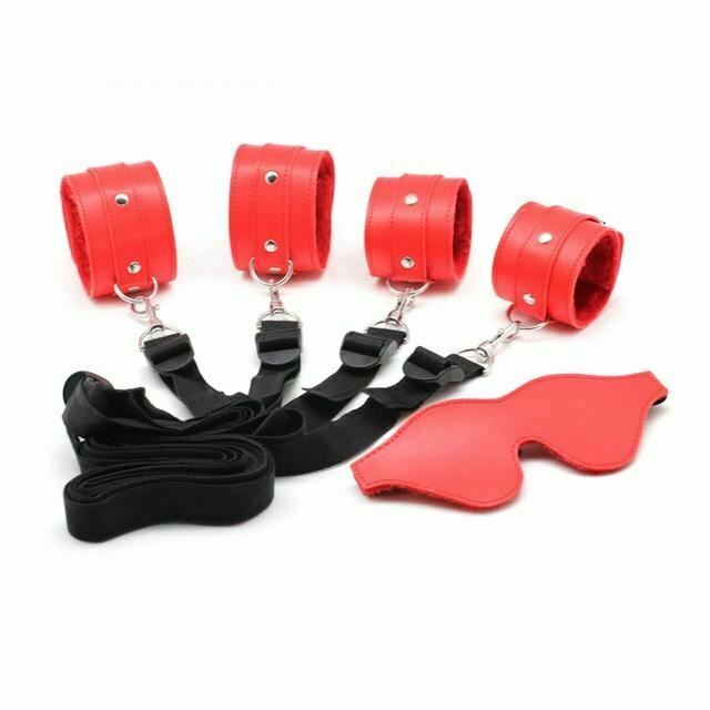 Bdsm Beginner Under Bed Restraints Kit Wrist Ankle Cuffs Blindfold