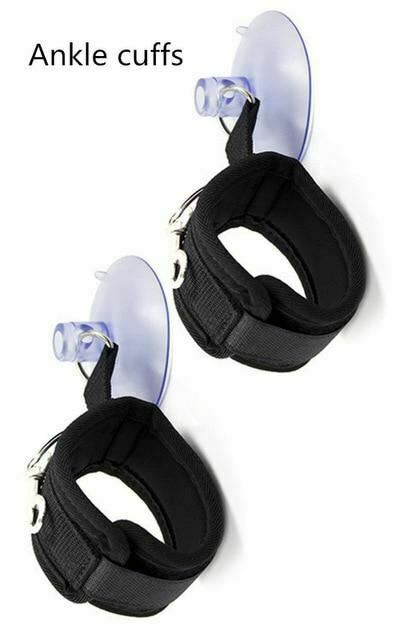 Black Suction Cup Handcuffs Ankle Cuffs Shower Restraints Bdsm Bondage