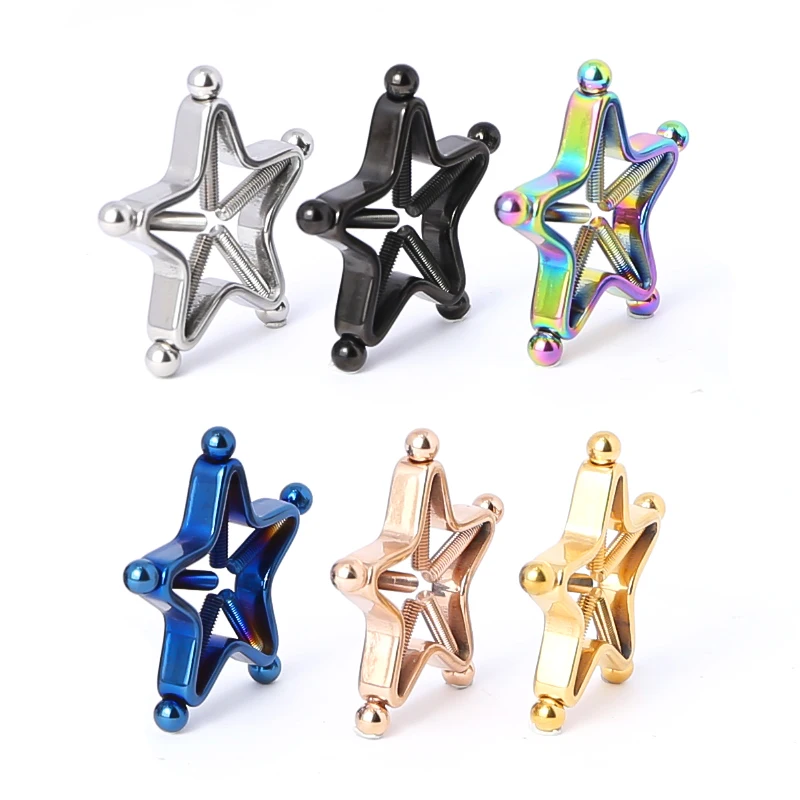 1 Pair Star Nipple Clamps Stainless Steel Non Piercing Stimulator Erotic Toys Ring Adult Game Sex For Women