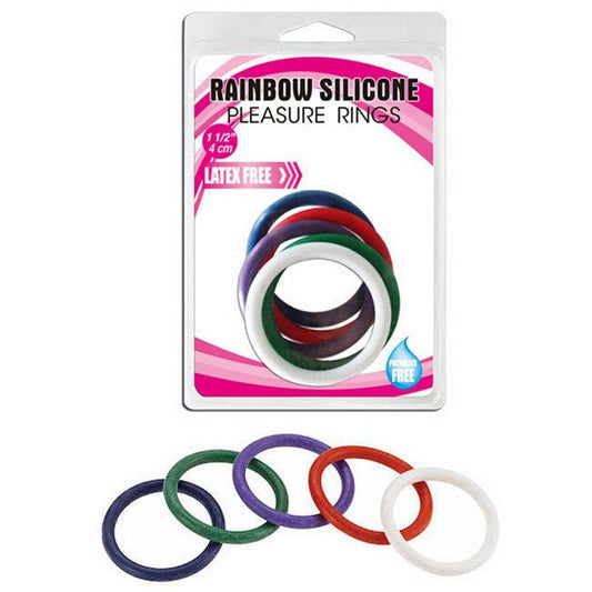 Set 5 Rainbow Stretchy Silicone Cock Rings