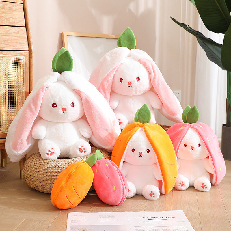 Fruit Transfigured Bunny Plush Toy Cute Carrot Strawberry Turn Into