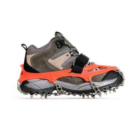 Sporting Goods 19 Teeth Stainless Steel Crampons Slip Resistant Shoes Cover Orange
