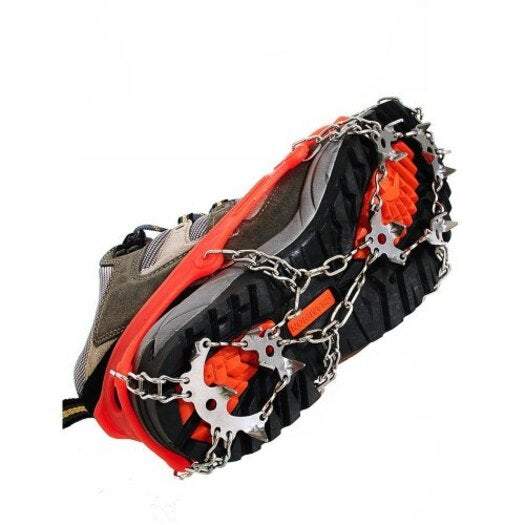 Sporting Goods 19 Teeth Stainless Steel Crampons Slip Resistant Shoes Cover Orange