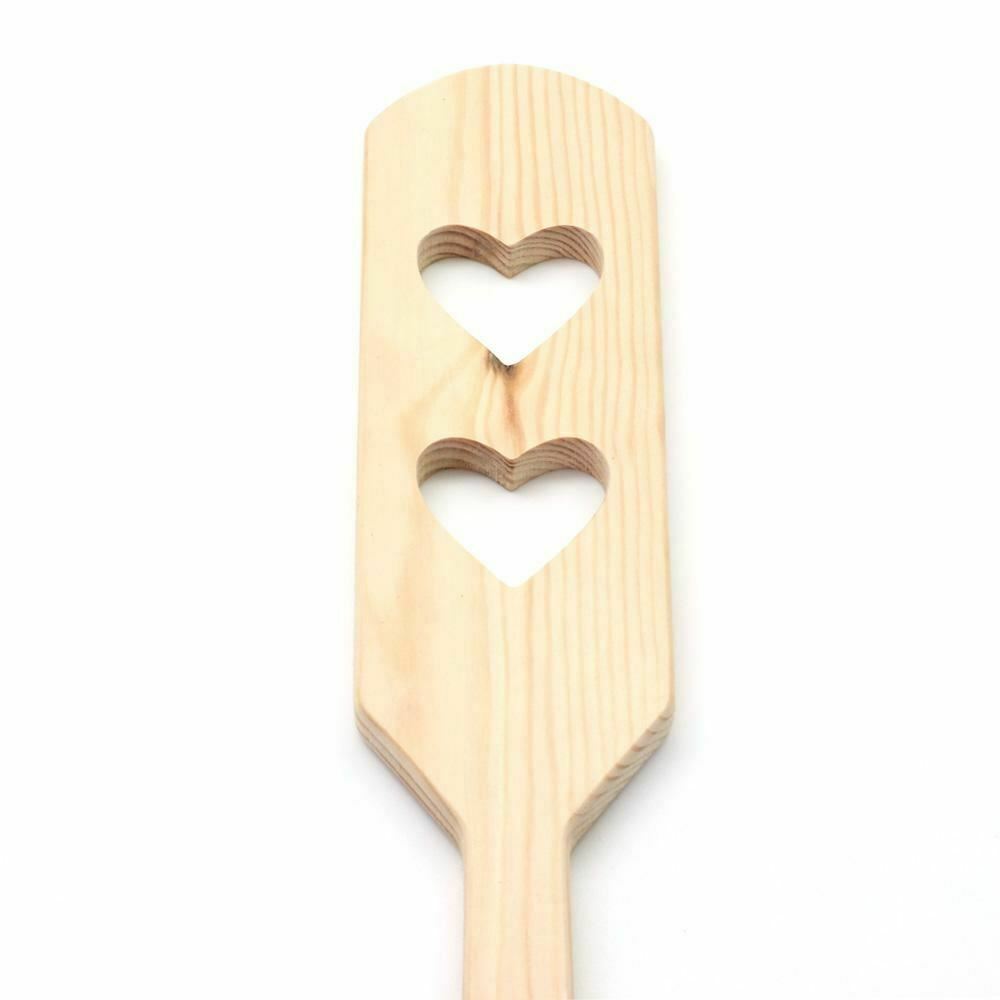 Double Heart Bamboo Spanking Paddle Impact Play Fetish Bdsm