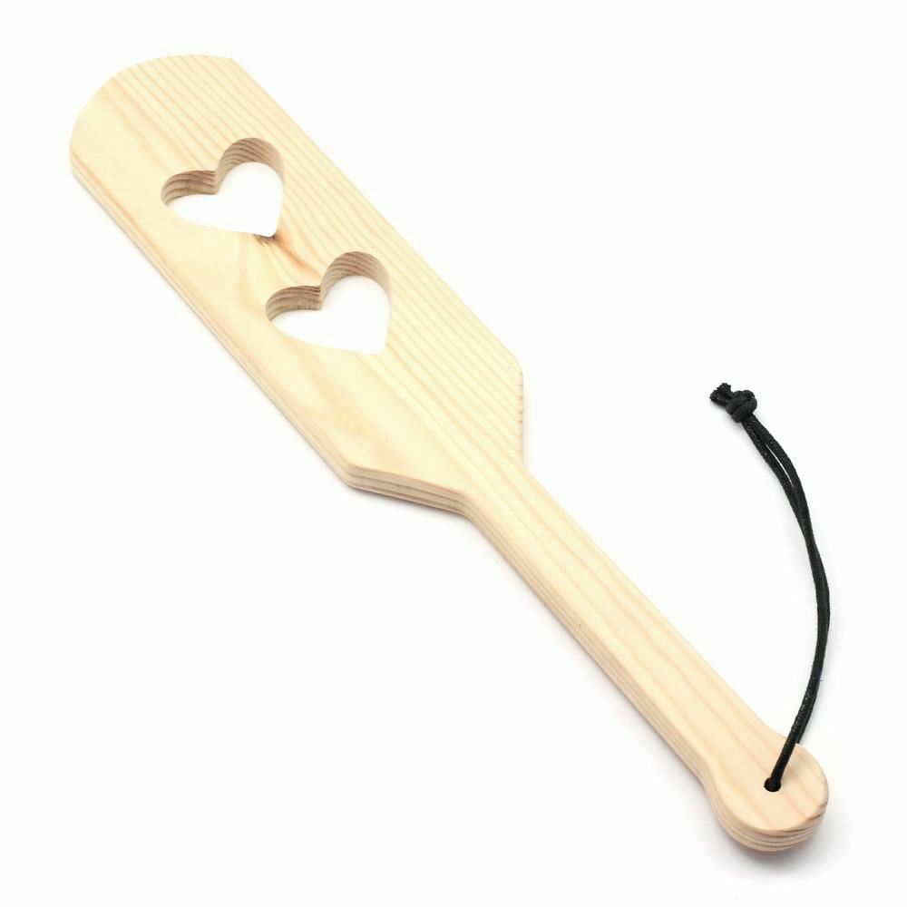 Double Heart Bamboo Spanking Paddle Impact Play Fetish Bdsm