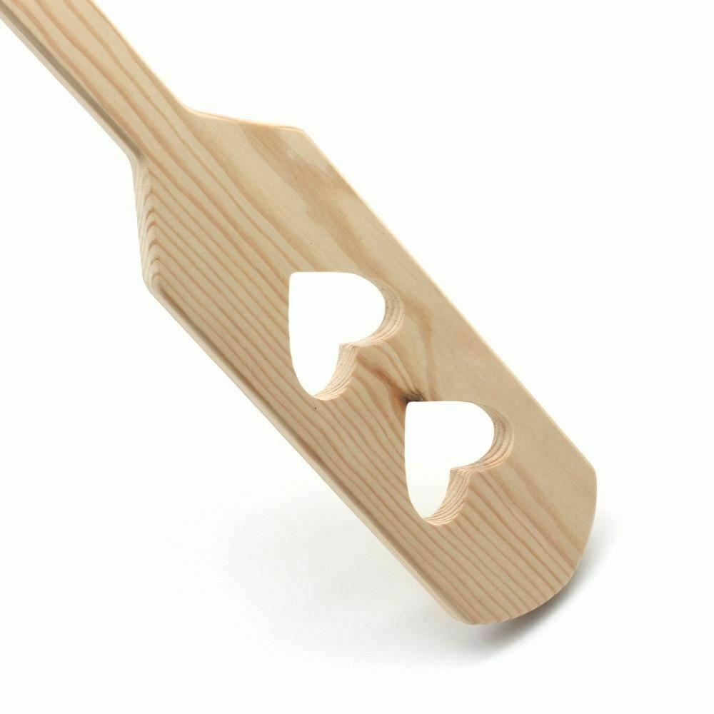 Double Heart Bamboo Spanking Paddle Impact Play Fetish Bdsm