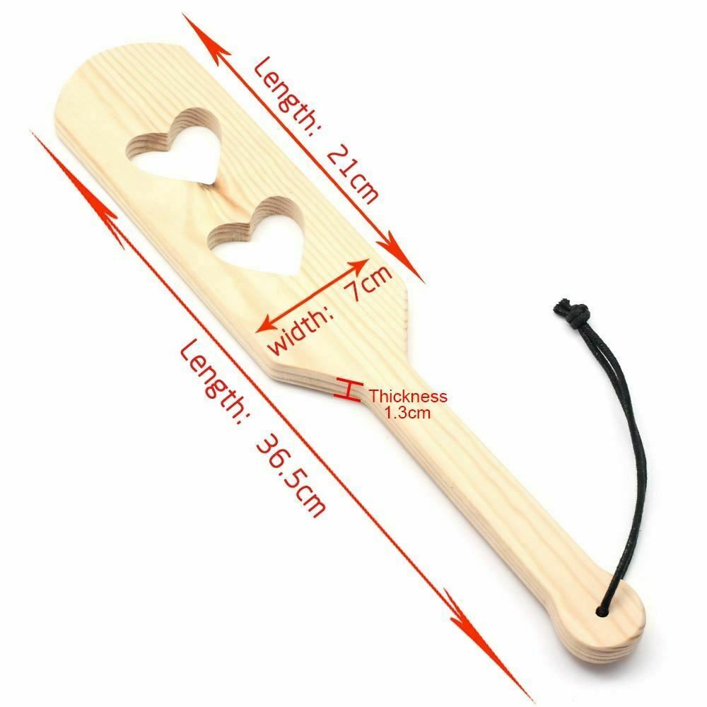 Double Heart Bamboo Spanking Paddle Impact Play Fetish Bdsm