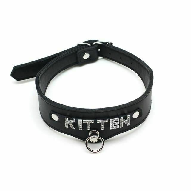 Bdsm Black Leather Adjustable Collar Submissive Sexy Kitten Fetish