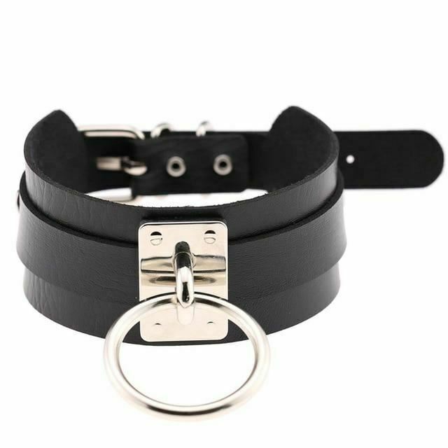 Bdsm Big Ring Collar Black Red Slave Bondage Fetish Kink Restraints